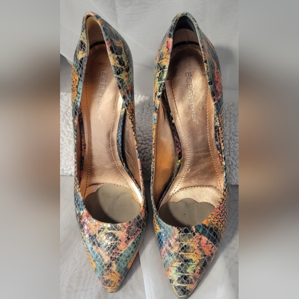 BCBGeneration Multicolor Snakeskin Women's Heels